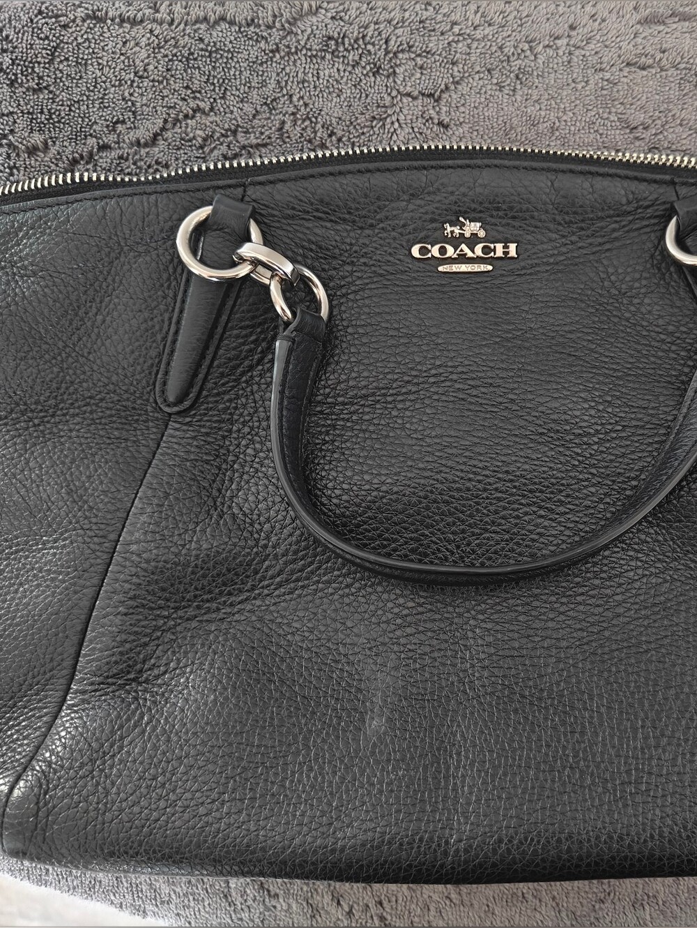Coach Black Pebbled Leather Tote Bag